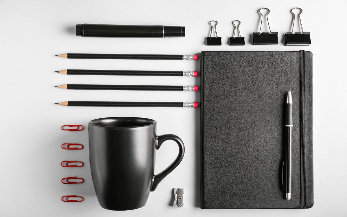 A flat-lay of branded promotional merchandise